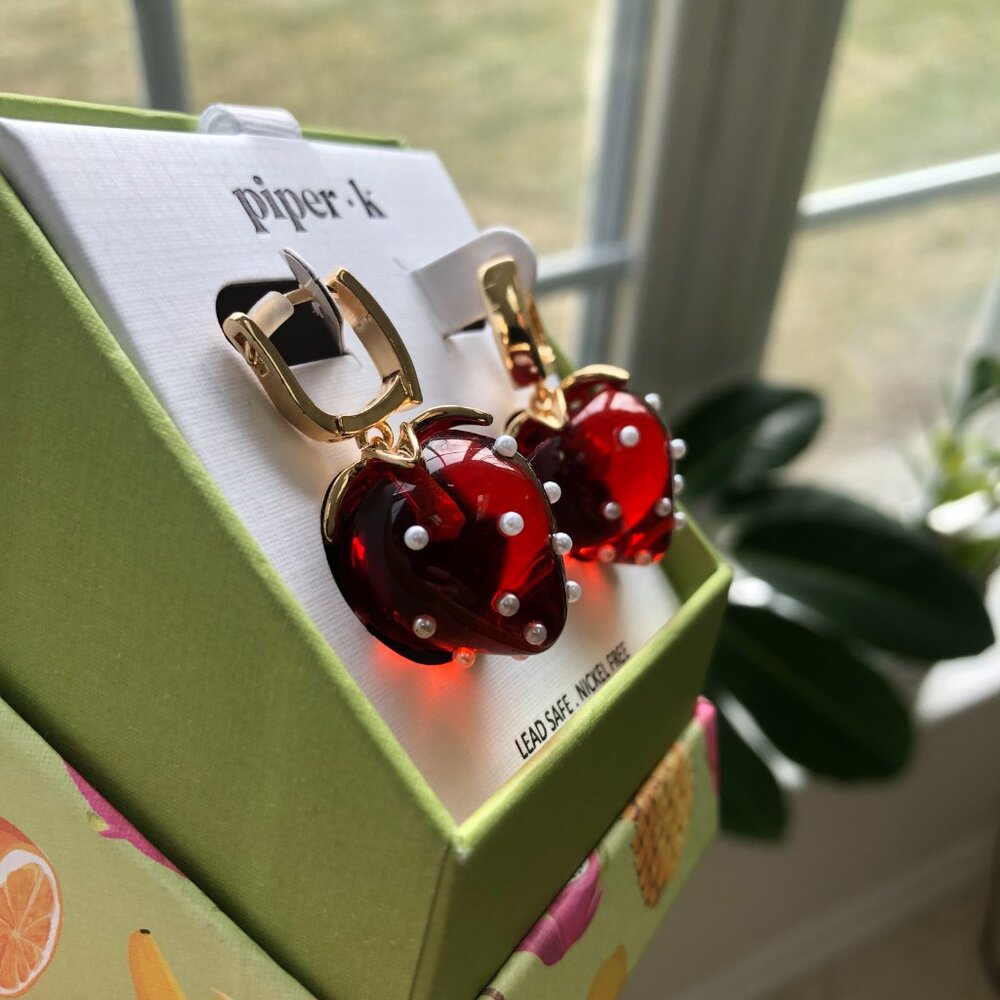Piper K Strawberry Glass Earrings (Brand new and never open) - Picture 2 of 5